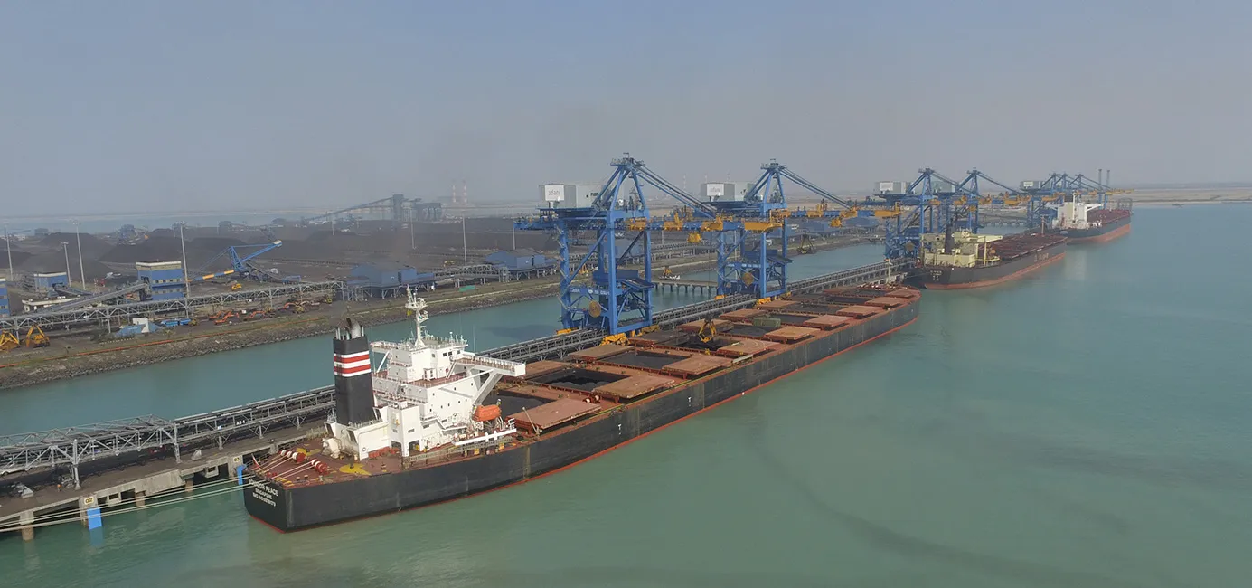 Cargo ships and cranes at Mundra port