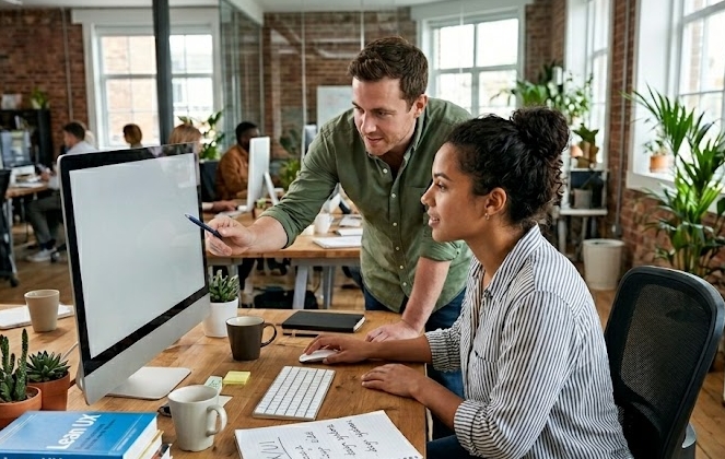 People working in a modern Mundra office